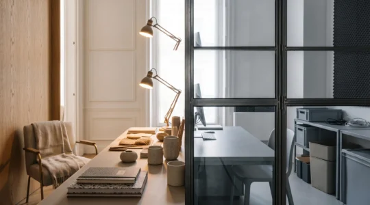 Studio de design français où deux surfaces miroir contrastées symbolisent l'écart entre le discours premium d'une marque et son image visuelle réelle